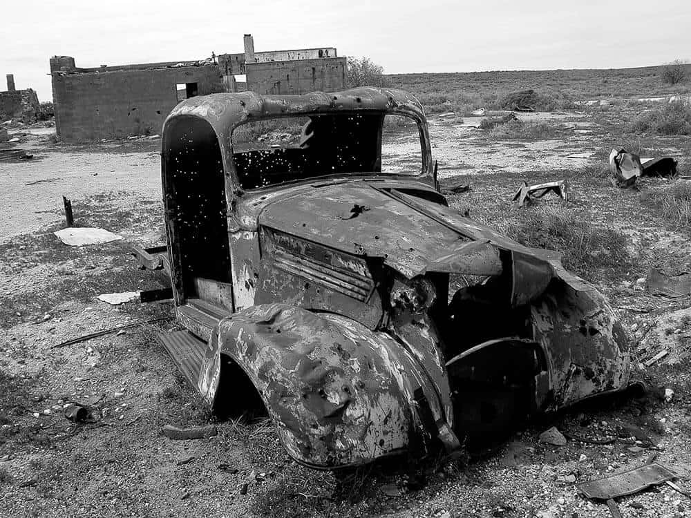 Old car in the desert
